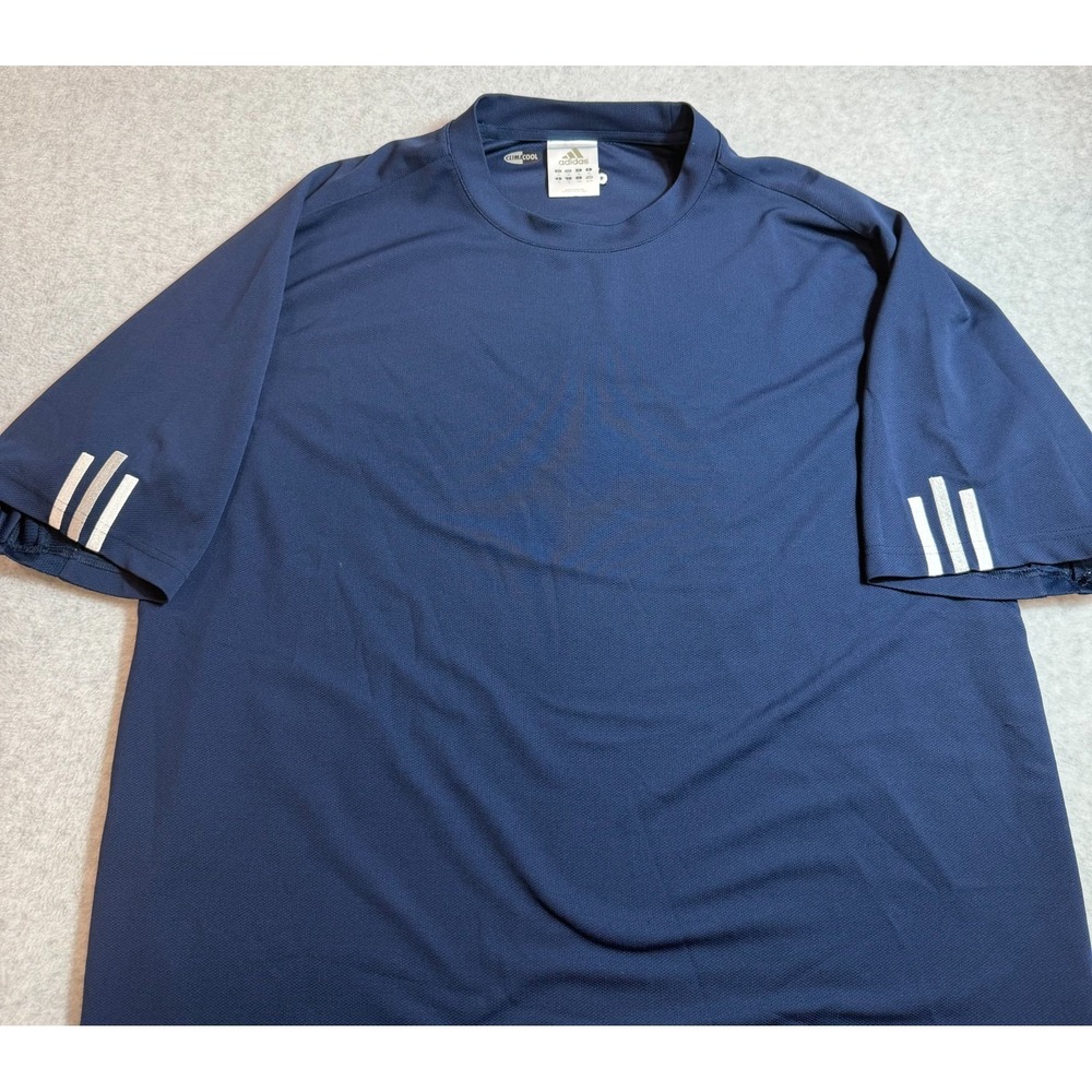 Adidas ClimaCool 3 Stripe Training Shirt Mens XL‎ Navy Blue Short Sleeve 2006